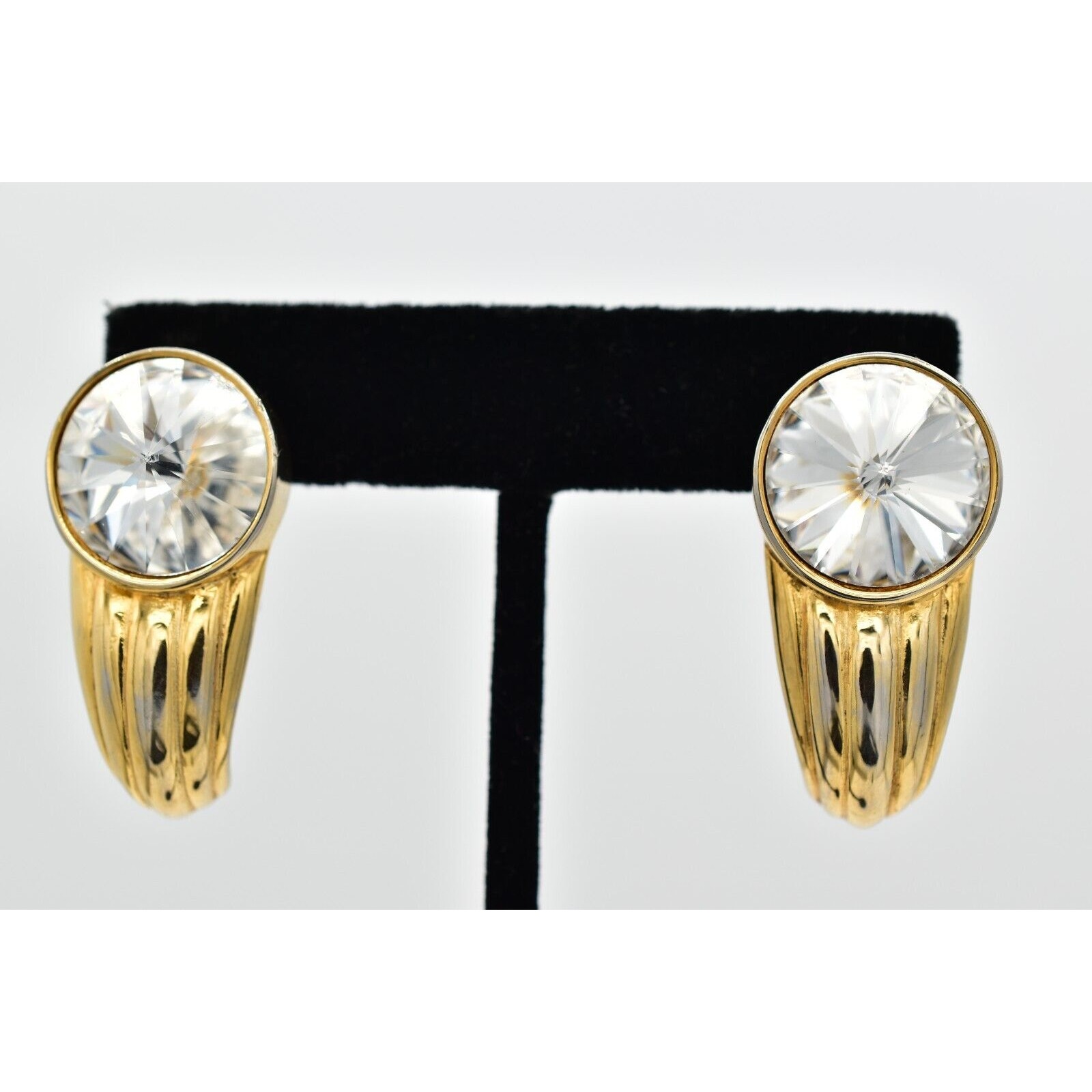 Erwin Pearl Vintage Crystal Clip On Earrings Chunky Rhinestone Pep Signed 80s 9l 40$